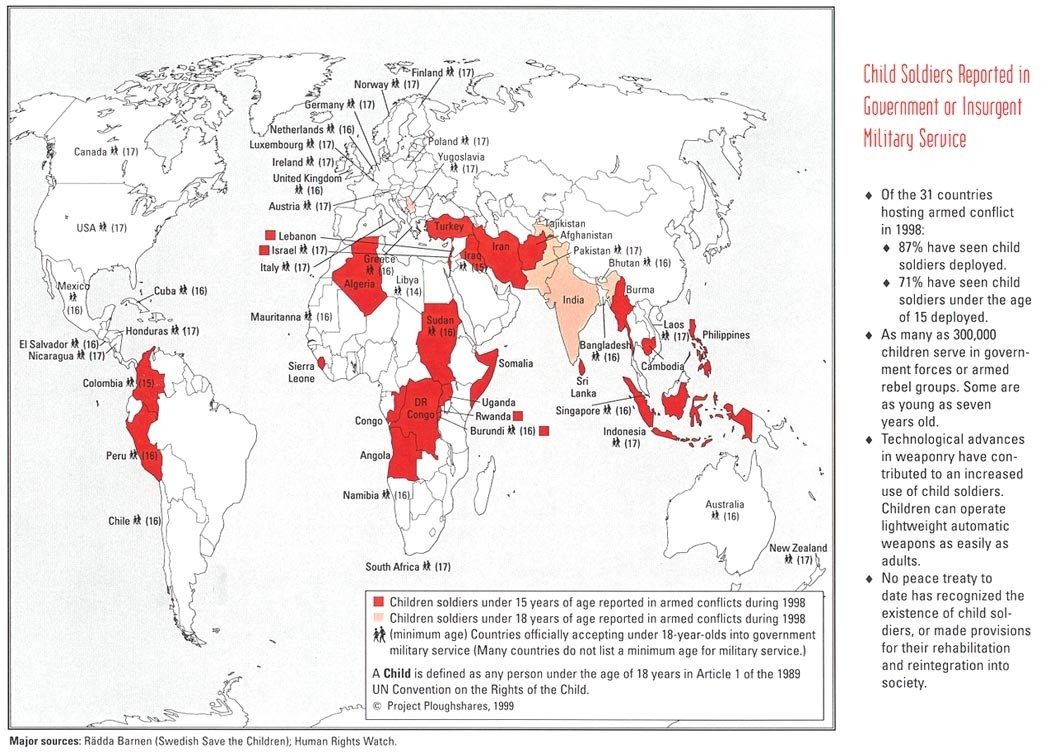 child soldiers world map