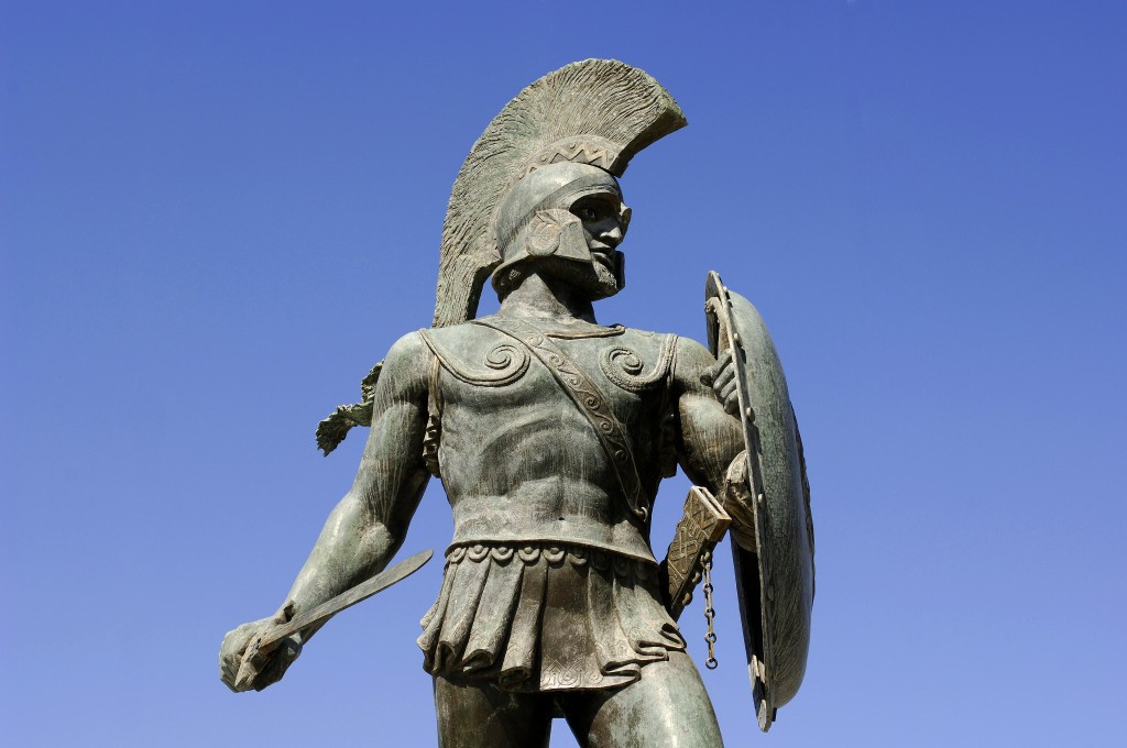 Greece, Peloponnese, Sparta, Leonidas statue