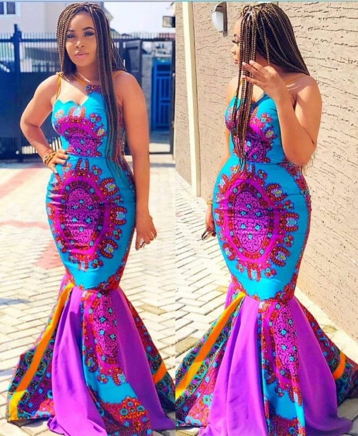 ankara fitted long gown