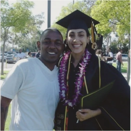 Kendrick Lamar and Whitney Alford during her graduation ceremony