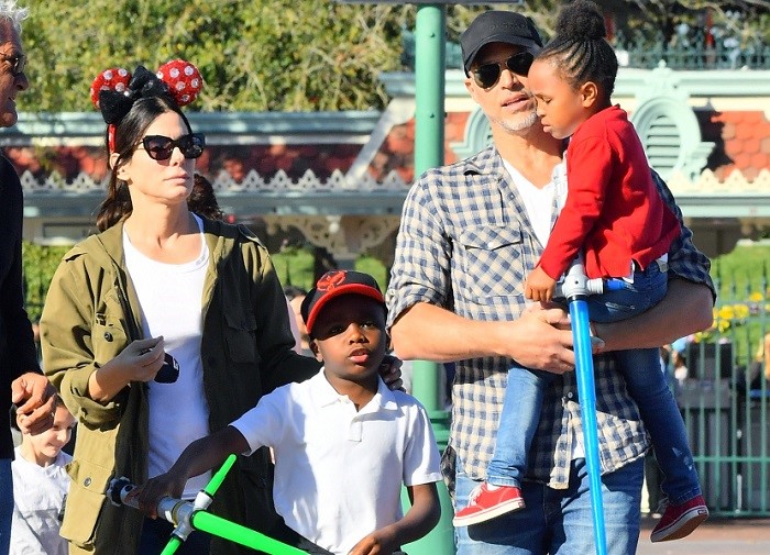Sandra Bullock and her kid with Bryan Randall