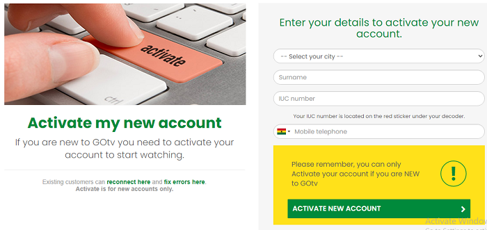 How to Activate GOtv Ghana Account